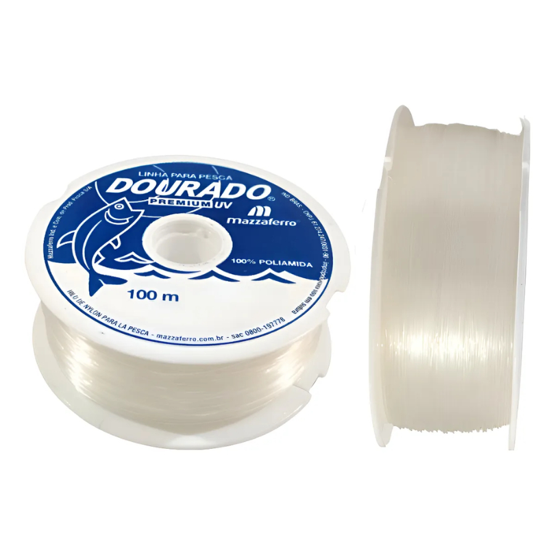 Linha Monofilamento Dourado Premium 0,45mm 100m Mazzaferro Transparente
