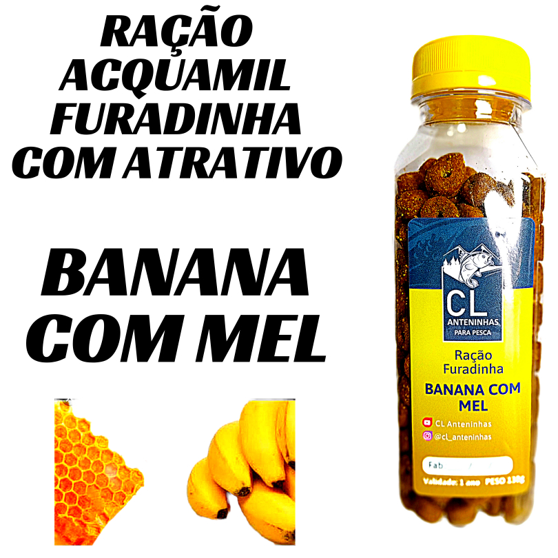 RAÇAO FURADINHA CL PESCA SABOR  BANANA COM MEL