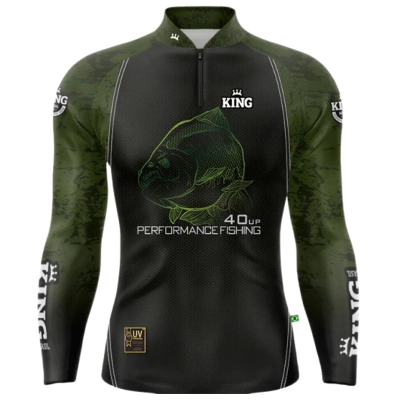 CAMISETA DE PESCA KING BRASIL COM PROTEÇÃO UV 50+ (KFF648) tambaqui