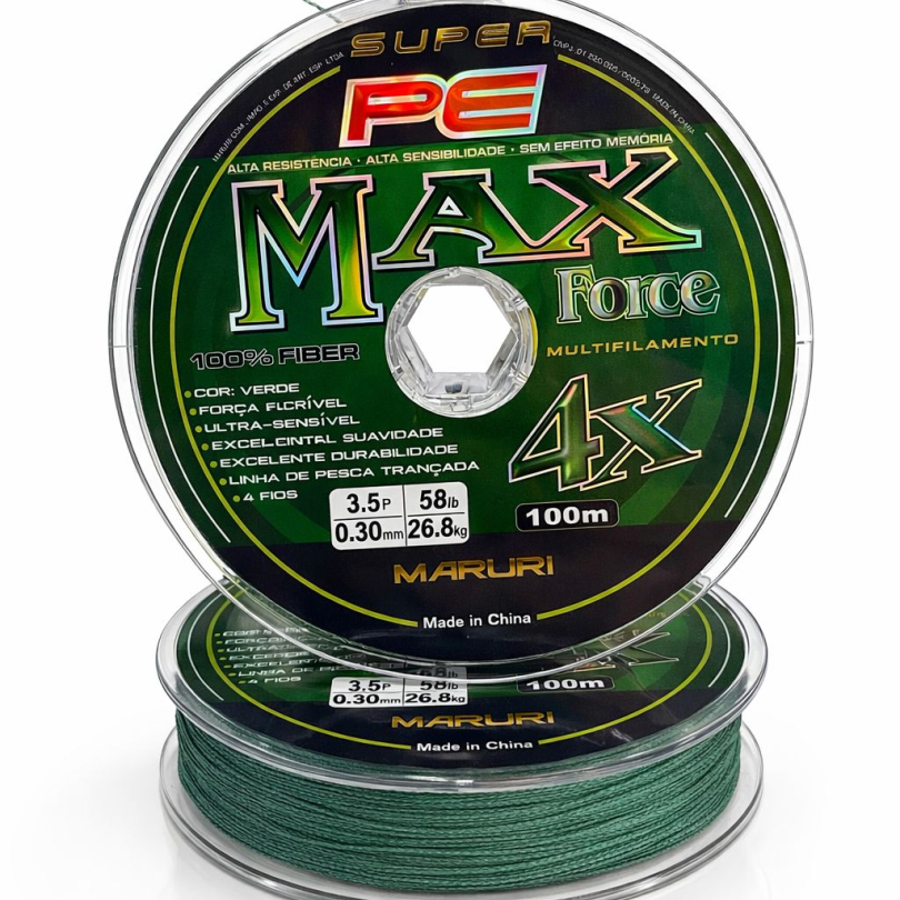 Linha Multifilamento Maruri Max Force 4x 0,30mm 65lbs 100m Verde