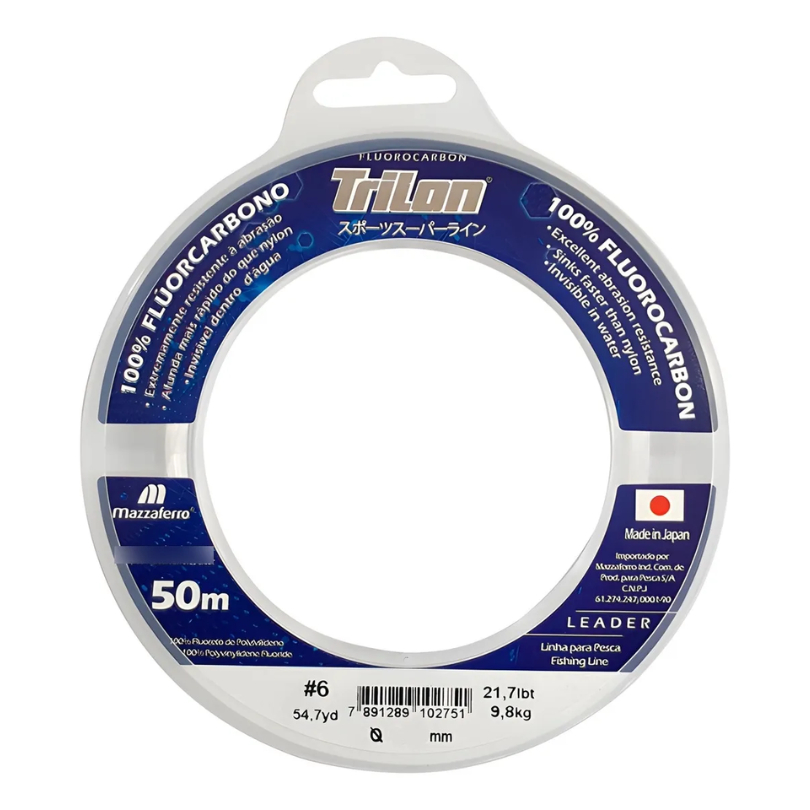 Linha Fluorcarbono Mazzaferro Trilon Leader 0.50mm Transparente 23.2kg