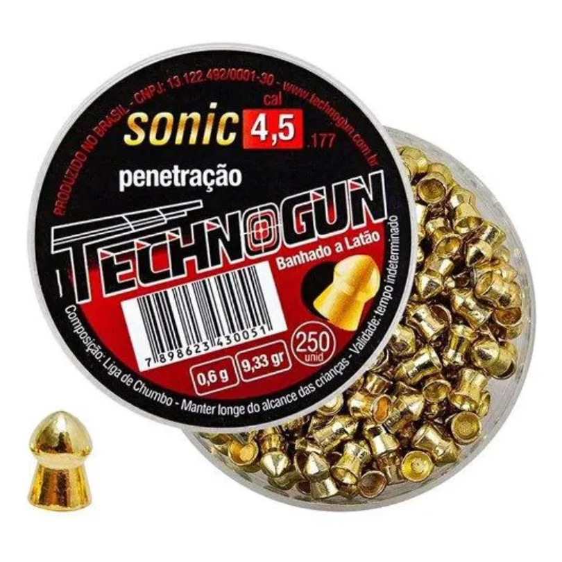 Chumbinho Sonic Gold Latonado Calibre 4,5 Mm