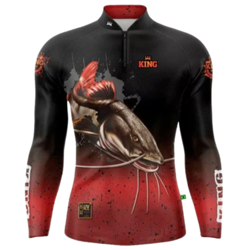 Camiseta de Pesca Manga Longa King Brasil Pirarara Proteção Uv50+