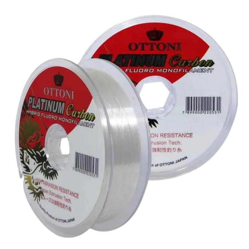 Linha Ottoni Platinum Carbon 100m 0,30mm Fluorcarbono Monofilamento Branca