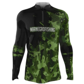Camiseta de Pesca Mar Negro Infantil Camuflado Verde 