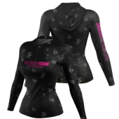 Camiseta Mar Negro Feminina Sublimada com Capuz Black (P ao GG)