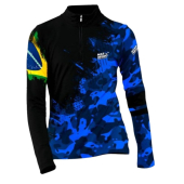 Camiseta de Pesca Mar Negro Infantil Premium Camuflado Azul 