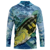 Camiseta Mar Negro Fishing Sublimada Tucunaré Com Capuz (P ao GG)