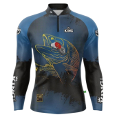 CAMISETA DE PESCA KING BRASIL COM PROTEÇÃO UV 50+ (KFF202) Tucunaré azul